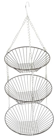 CONGARTENO Panier Fruits Suspendu Organisateur Fil Métallique Rangement Légumes et Fruits avec Crochet Panier Rangement Suspendu pour Cuisine