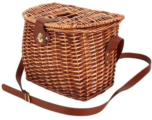 Set De Canasta De Picnic De Weiden - Canasta Al Aire Libre con Tapa, Cesta De Almacenamiento Hecha A Mano | De Picnic para Juguetes De Pan De Frutas, Tejida A Mano con Cinturón De