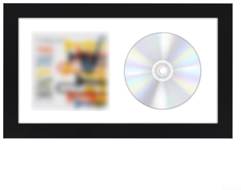 Cornice per esposizione CD con vero vetro, custodia in legno autografata per montaggio a parete da tavolo, cornice per album, supporto da tavolo e mensola da parete