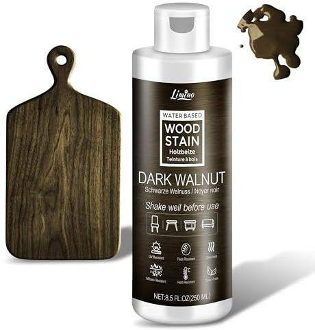 Tinte para madera a base de agua – nogal oscuro | Lasur para madera para muebles de interior y exterior, armarios, estantes, puertas, bajo olor y no tóxico, secado rápido, varios tonos clásicos