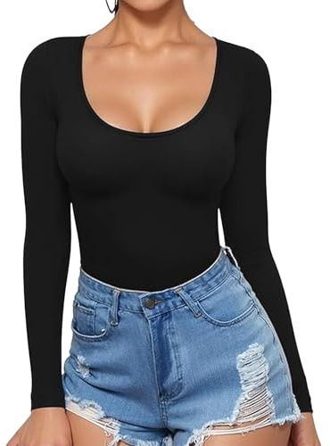 MUNSKT Womens Long Sleeve Tops, Thin Undershirt, Sexy Basic Thermal Shirt, Slim Fit for Most Clothing Match, Layer Tee, S-XL