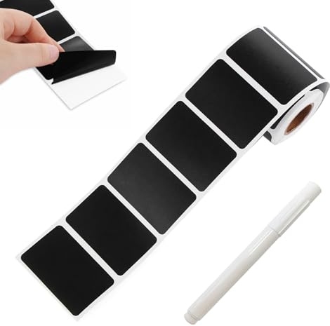 301 Pcs Tafelfolie Selbstklebend Etiketten Selbstklebend Tafel-Aufkleber, Wasserdichte Etiketten selbstklebend mit Stift für Gewürzgläser, Marmelade usw 6x4cm