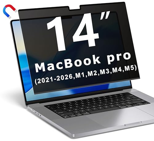 YBTFBG Magnetic Privacy Screen for Macbook Pro 14 Inch (2021-2026, M1, M2, M3, M4, M5, Pro, Max), Removable Laptop Privacy Filter Shield and Anti Blue Light Glare Protector