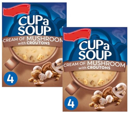 Cup A Soup Cream of Mushroom with Croutons, 4 Sachets per Pack, Pack of 2, 99g, Vegetarian