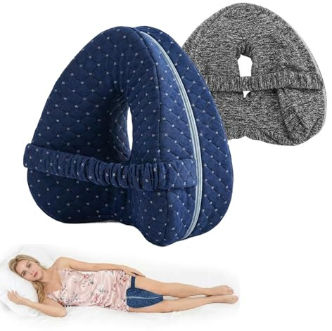 YAWYO Almohada para Rodillas para Dormir de Lado, Cojín para Piernas de Espuma Viscoelástica, Almohada Ergonómica con Funda Gris Lavable