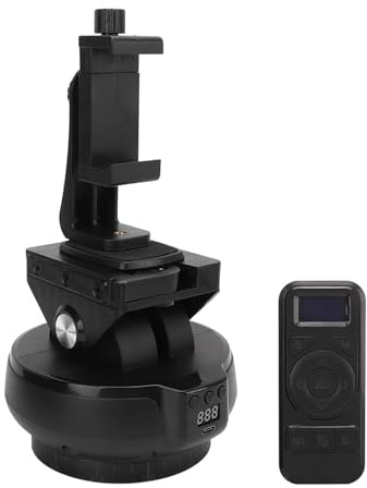 Akozon 2,4 G Motorisierter Panorama-Stativkopf, Ferngesteuerter, Motorisierter Schwenk-/Neige-Panoramakopf für Handykameras, 360-Grad-Drehung, Neigung ±35 Grad, 9 Gänge Einstellbare Geschwindigkeit