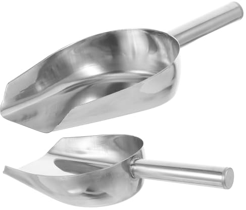 Flour Scoop 2pcs Stainless Steel Multifunctional Cleaning Shovel | Bean Shovel, Ice Cube Shovel, Dried Food Scoop for Home, Silver Finish
