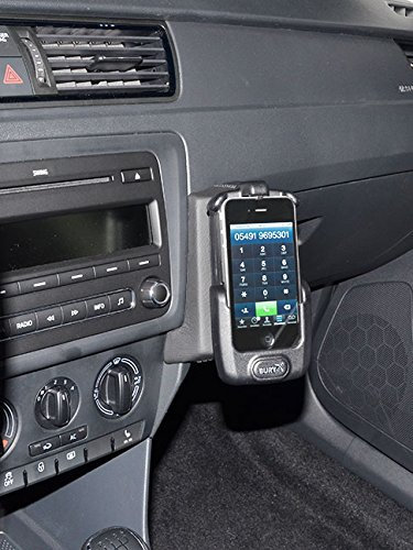 KUDA Handyhalterung passend für Skoda Rapid ab 12/2012 & Seat Toledo ab 2013 - Telefonkonsole für Smartphones, Handy, Navi und mehr - Kunstlederkonsole, schwarz, 047145