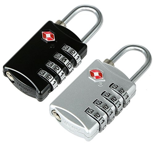 2 Cadenas TSA avec Code à 4 Chiffres argenté et Noir