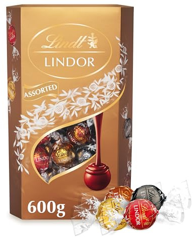 Lindt Lindor Assorted Chocolate Truffles – 600g Box (Approx. 48 Balls) – Smooth Filling – Gift, Birthday, Congratulations, Sharing Treat