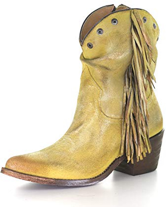 Corral Boots Yellow Stud And Fringe Ankle Boots Q0168 (numeric_7)