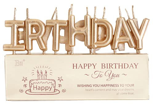 Geburtstag Kuchen Kerzen, 13 Stück Happy Birthday Briefkerzen Kuchen Kerzen mit Haltern Metallic Kuchen Cupcake Kerzen für Geburtstag Hochzeit Jahrestag Kuchen Dekorationen Champagner