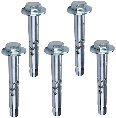 AERZETIX - C53977-5x Perno di ancoraggio tasselli per calcestruzzo con bullone a testa esagonale e rondella - Ø8mmx61mm M6 - in acciaio zincato