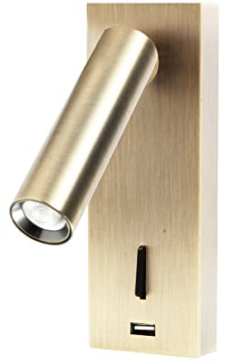 Meanyee Lampada da lettura a parete Luci da comodino a led Lampade da testiera con interruttore/Porta caricatore USB/Braccio regolabile/LED 3W / Finitura bronzo/MY-WN218T