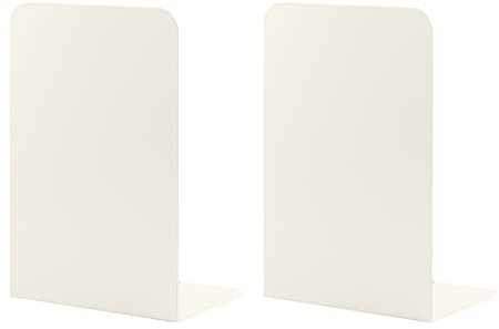 MSDADA Buchstützen aus Metall L, 102x203x135mm, 1 Paar CD Buchständer Kinder, Bücherregal für Schule Zuhause Büro Bibliothek Decorative(Milchig Weiß)