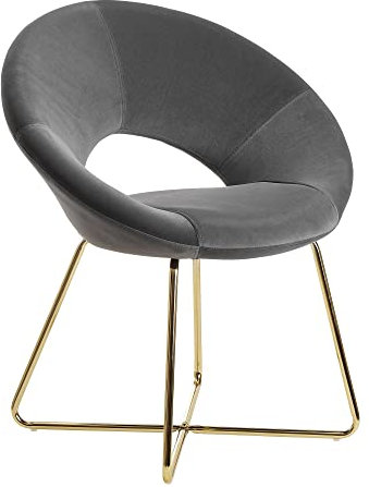 Esszimmerstuhl Samt Dunkelgrau Küchenstuhl mit goldenen Beinen | Schalenstuhl Stoff/Metall | Design Polsterstuhl | Stuhl Esszimmer Gepolstert