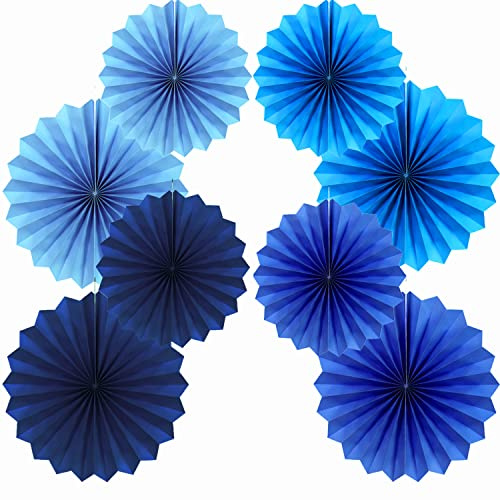 Fächer Deko, Blau 40.6CM(16in) und 30.4CM(12in) Hängende Papier Fächer Dekoration, Party Fans Dekorpapier Kit 6er Set