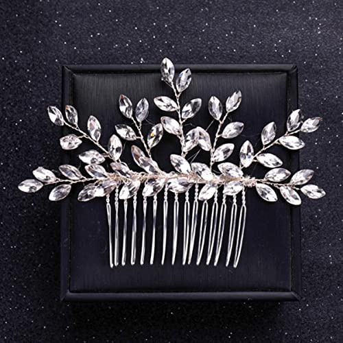 Silber Farbe Blume Perle Kristall Hochzeit Haarkamm Haarnadel Stirnband für Braut Frauen Hochzeit Haarschmuck Schmuck Tiara Geschenk-Silber