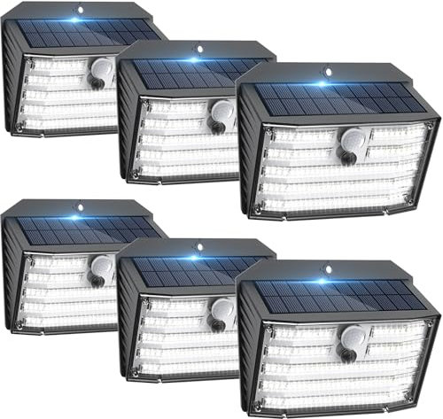 CLAONER Solar Lights Outdoor, Super Bright 126LED Solar Security Lights PIR Motion Sensor with 3 Lighting Modes, 270° Lighting Angle, Wireless IP65 Waterproof Wall Lights for Outside (6 Pack)