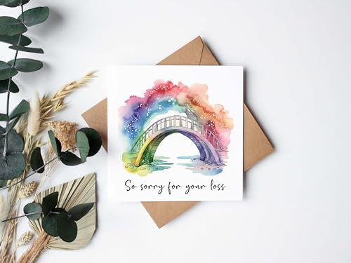 Rainbow Bridge – Beileidskarte für Haustiere – schöner Aquarelldruck – Trauerkarte für Haustierverlust