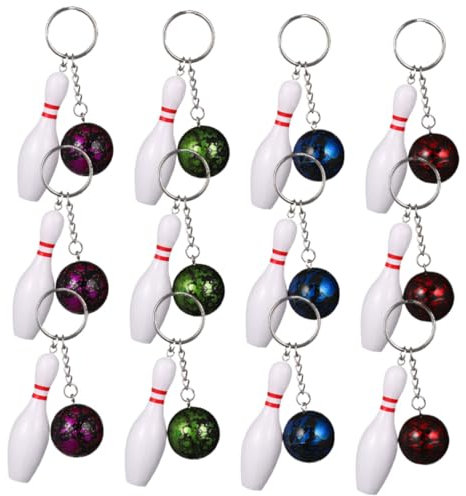 Kisangel 12pcs Mini Bowling Keychains Sports Themed Keychain Keepsakes Bowling Party Decorations Hanging Pendants