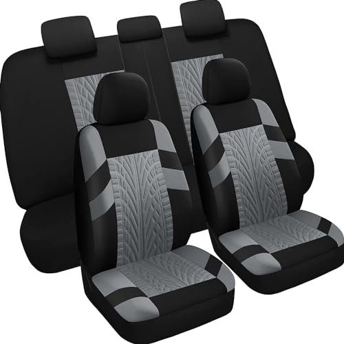 KLower Auto Sitzbezüge Stoff Set für Fo-rd Fiesta MK8 Hatchback 2017 2018 2019 2020 2021 2022 2023, Autositzbezüge Seasons Protectors Schonbezüge Sitzschoner Innenraum Zubehör,B/Grey