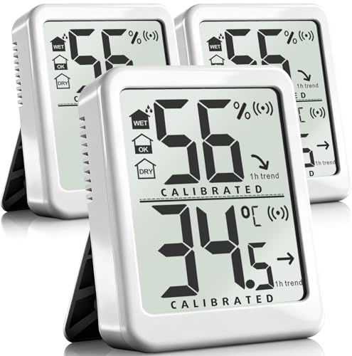 Antonki 3 Stück Raumthermometer Innen Temperatur und Feuchtigkeitsmonitor, Digitales Thermo-Hygrometer InnenThermometer, Feuchtigkeitsmesser für Zimmer Babyzimmer Reptilien Pflanzen - kleine Größe