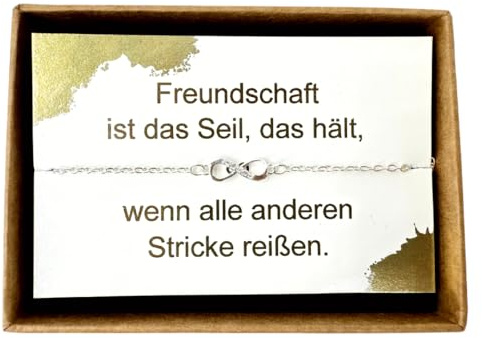 ONDEGO® HANDMADE in GERMANY Unendlichkeit Edelstahl GESCHENK beste Freundin Armband Freundschaftsarmband Freundschaft (Silber)