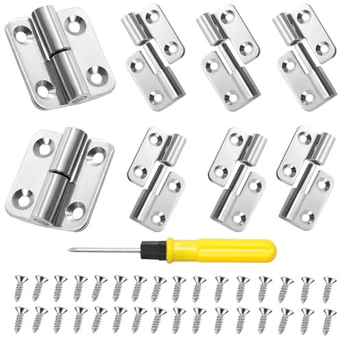8 Stück Aushebescharnier 304 Edelstahl, 37×33×2 mm Scharniere Klein, Türscharniere Möbelscharniere mit Schrauben und Schraubendreher, Scharniere Klappbar für Tür Möbel Schrank Klapptisch Holzkiste Fen