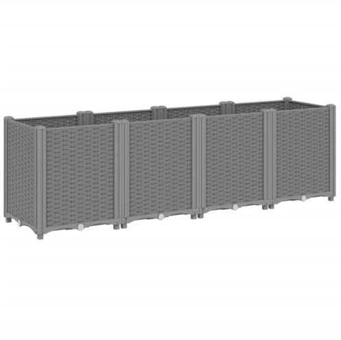 Gecheer Pflanzkübel,Blumenkübel Pflanzbeet 160 x 40 x 53 cm (L x B x H) mit modularem Design Rattan-Optik,Gartenbeet Blumentopf Kräuterbeet Blumenbeet Blumenkasten Pflanzkasten,Gemüsebeet Hellgrau PP