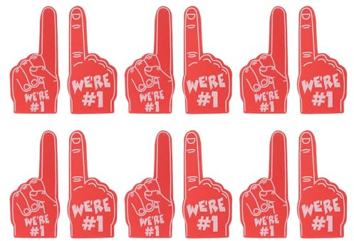 PATIKIL Mini Schaumstoff Finger 5.1 12 Packung Wir Sind #1 Cheerleading Schaumstoff Finger für Sport Fan Veranstaltungen Spiele Party Gastgeschenke Rot