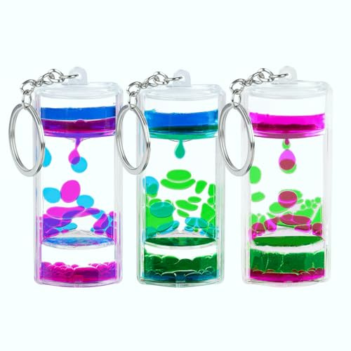 OSDUE Minuteur sensoriel Liquide, 3pcs Porte-clés de Décompression Sablier | Lot de 3 Jouets sensoriels pour la Relaxation minuteur, pour soulager Le Stress Sablier, Cadeaux pour Adultes et Enfants