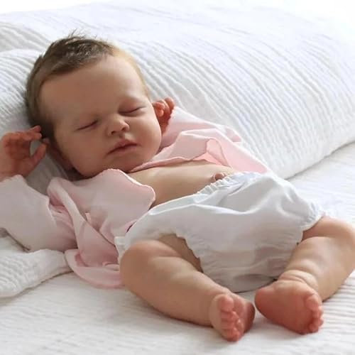 KIGKYO Reborn Baby Mädchen,19 Zoll/49 cm Große Wiedergeburtspuppe, Simulationspuppe, Vollsilikonpuppe, Sehr Süß, Kann Gebadet Werden
