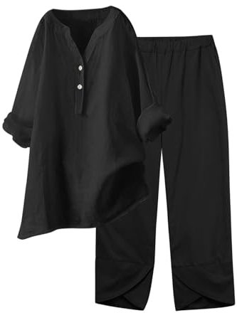 2-teiliges Damen-Outfit, weites Bein, Bluse, Taschen, elastische Hose, lässiges V-Ausschnitt-Hemd, Hose, modische Streetwear Damen Homewear Damen Hosenanzug Festlich Hochzeit