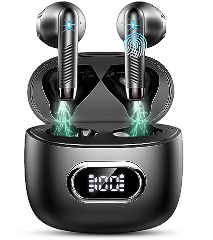 Cuffie Bluetooth 5.4, Auricolari Bluetooth Stereo HiFi con 4 ENC Mic, Cuffie Wireless Bluetooth Ricarica USB-C, Cuffie Senza Fili 42H LED Display, In Ear Cuffiette IP7 Impermeabili per Androide/iOS
