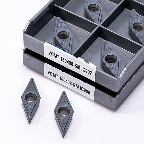 10 piezas VCMT160404 VCMT160408 SM IC907 IC908 herramienta de corte de metal de torno CNC de hoja de carburo de alta calidad VCMT 160404 herramienta de torneado(VCMT160404-SM IC908)