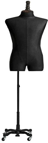 sjdoPulse Schneiderpuppenständer Für Damen, Torso, Flexible Männliche Halbpuppe Mit Rollen, Schneiderpuppe Für Herren/Übergröße Zum Nähen Von Kleidung, Höhenverstellbar,Black,Mannequin