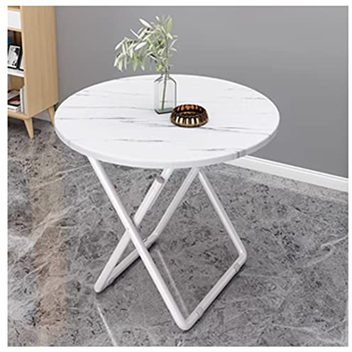 Tragbarer runder Balkontisch mit Marmor-Tischplatte, 80 cm Durchmesser, Metallhalterung, ideal für Essen und Kaffee, platzsparendes Design
