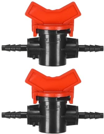 M METERXITY 2-Pack Barbed Ball Valve, for 1/4 Inch Drip Tubing Plastic in-Line Ball Valve Shut-Off Switch for Irrigation/Greenhouse/Aquariums, Barbed Locking Drip Irrigation Fitting