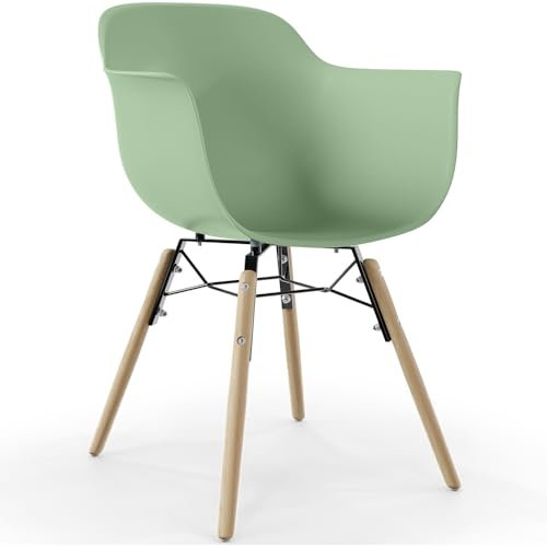Iconik Interior Scandinavian Style Chaise de Salle à Manger Design Scandinave - Pieds en Bois - Nordika Vert Pastel