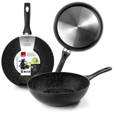Wok de aluminio forjado, diámetro 30 cm, ideal para saltear, freír y cocinar a fuego lento.