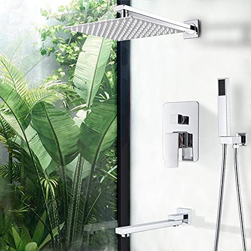 Wall-Mounted Bathtub Mixer Tap with Rain Shower Head Set, 3-Way Shower System for Modern Bathrooms, Luxury Bath Fixtures