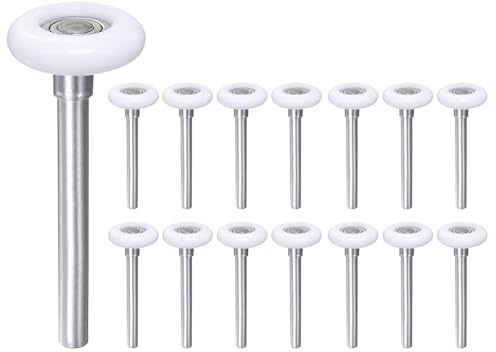 sourcing map 15pcs 1.8 White Nylon Garage Door Rollers for 2 Garage Track, 4.25 Long Stem Quiet Garage Door Wheels, 11 Ball Bearings, White
