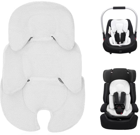 AVCXEC Riduttore Passeggino Universale, Generico Riduttore Sedile Per Passeggino, Riduttore per Ovetto, Riduttore Ovetto, Comodo e Traspirante, per Sostegno Corpo e Testa (Bianco)