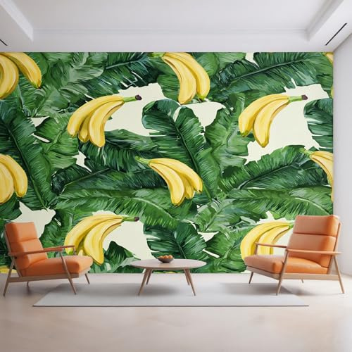 Generico Carta da Parati Foglie di Banano, 230X180cm, Carta da Parati Tessuto Non Tessuto Frutta Tropical Banana, Camera da Letto Decorazioni Parete Soggiorno Decorazione Cucina Décor EL&D39