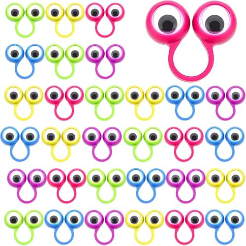 JoyJoyful Mitgebsel Kindergeburtstag Gastgeschenke 6 7 8 9 10 11 12 Jahre, 50 Stück Fingerpuppen für Kinder Give Aways, Fidget Ring Toys für Kinder Erwachsene (Farbe zufällig)