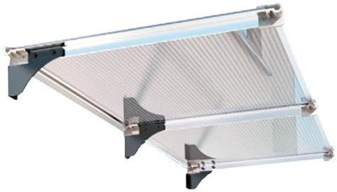 Tettoia per Porta in Alluminio,Tettoia Pensilina Ingresso,Copertura in Policarbonato Trasparente,Pensilina da Esterno,Tendone per Porta o Finestra Impermeabile e Anti-UV (120x280cm/47x110)