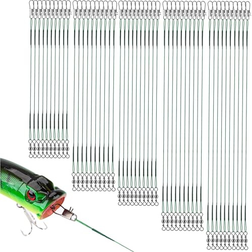 Bangbobi 50 Stück Stahlvorfach Hecht Angeln Set, 5 Größen (10/15/20/25/30cm), Angelzubehör für Raubfisch Köder, Karpfen, Süßwasser & Salzwasser