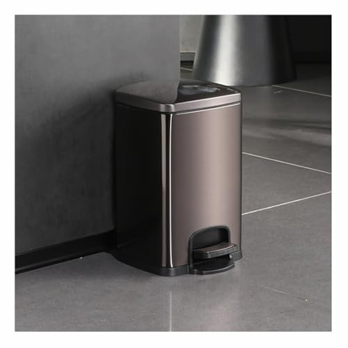 zktoermn Poubelle à pédale avec seau intérieur, en acier inoxydable épais et -traces de doigts, utilisation mains libres, facile à nettoyer, idéale pour le bureau ou la salle de bain.(Zwart,12L)