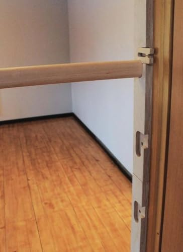 BearOnBar - juego de herramientas de entrenamiento de madera resistentes: barra estable para fondos y barra de dominadas de hasta 117 cm, con 10 niveles de ajuste de altura para el marco de la puerta